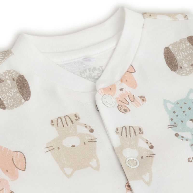 Infants Natural Printed Front Opening Babysuit image number 2